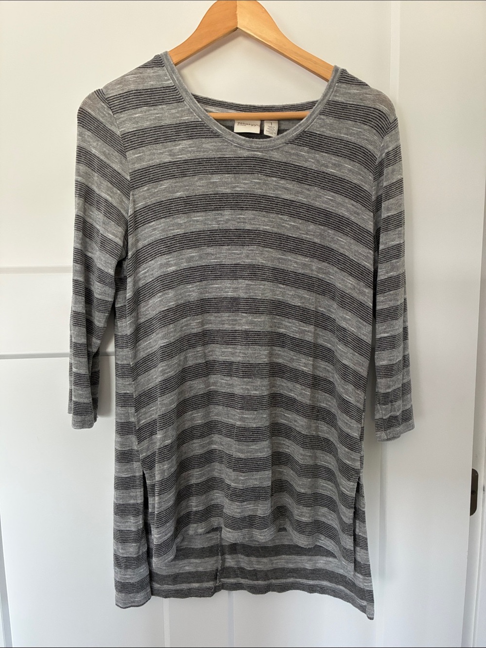 Lightweight Gray Striped Long Sleeve Tee